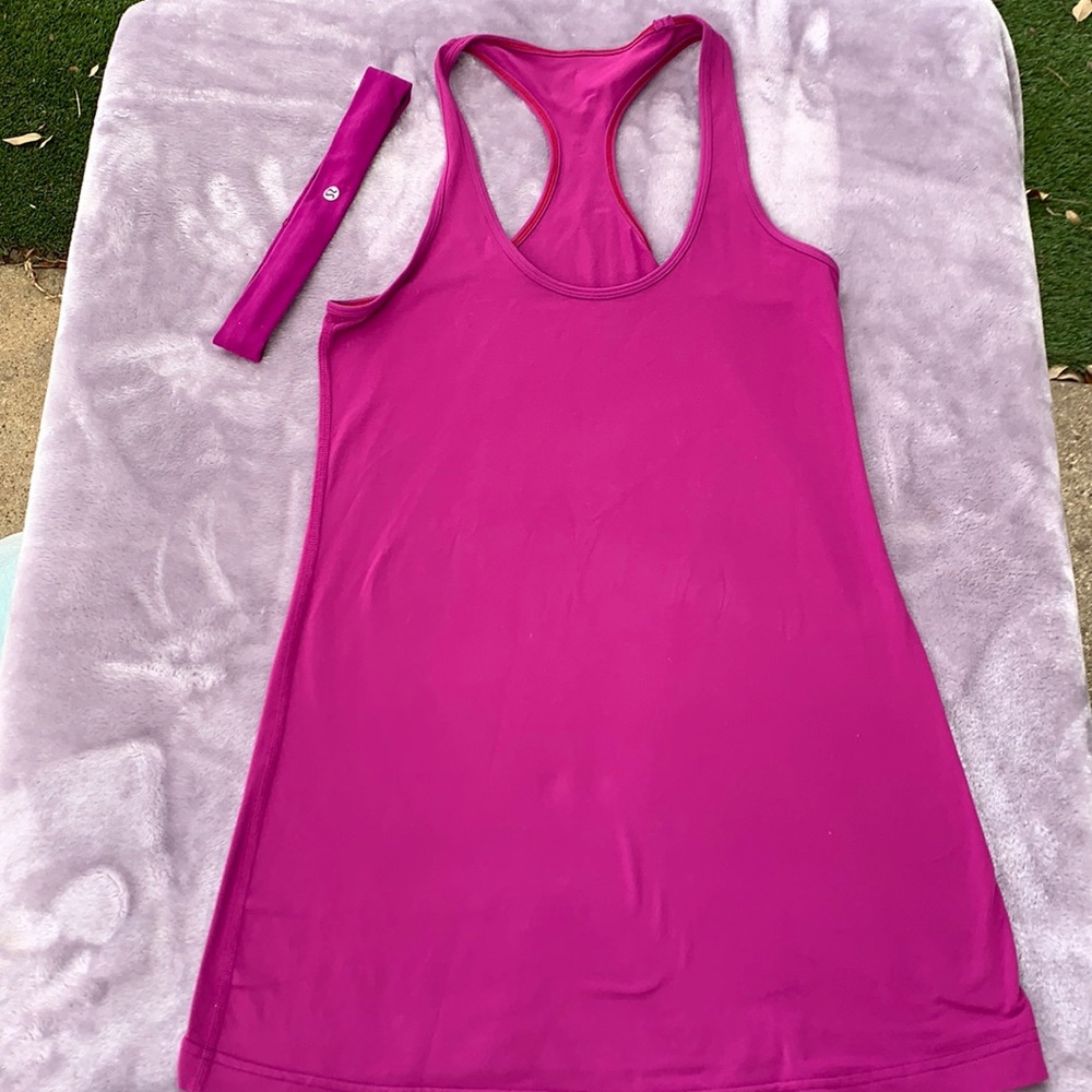 Lululemon cool racerback/headband magenta sz 8
